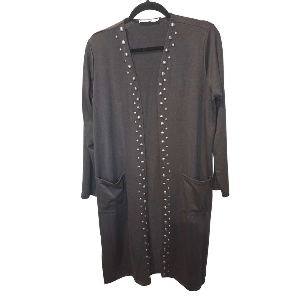 Cyrus‎ Womens Black Studded Open Front Longline Cardigan Duster K422205 Size M